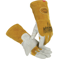 Caiman&reg; Premium TIG/MIG Welder's Gloves with FR Insulated Split Cowhide Back, Grain Goatskin, Size Small Duraquip Inc
