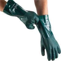 Double Dipped Green Gloves, 14" L, PVC, Cotton Jersey Inner Lining, 70-mil Duraquip Inc