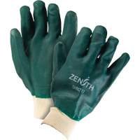 Double Dipped Green Gloves, 10" L, PVC, Cotton Jersey Inner Lining, 70-mil Duraquip Inc