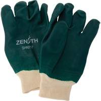 Double Dipped Green Gloves, 10" L, PVC, Cotton Jersey Inner Lining, 70-mil Duraquip Inc