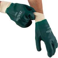 Double Dipped Green Gloves, 10" L, PVC, Cotton Jersey Inner Lining, 70-mil Duraquip Inc