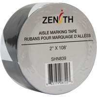 Aisle Marking Tape, 2" x 108', PVC, Noir et blanc Duraquip Inc