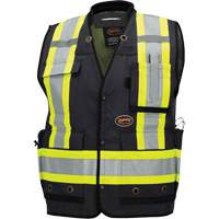 6679 High-Visibility Antimicrobial Mesh-Back Surveyor Vest, Black, Small, Polyester Duraquip Inc