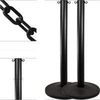 Industrial Stanchion Kit with Plastic Chain, 37" High, Black Duraquip Inc