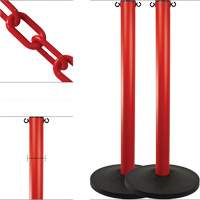 Industrial Stanchion Kit with Plastic Chain, 37" High, Red Duraquip Inc