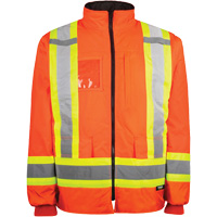 Manteau haute visibilit&eacute; 7-en-1, Polyester, Orange haute visibilit&eacute;, T-petit Duraquip Inc