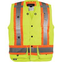 Veste haute visibilit&eacute; pour arpenteur, Orange haute visibilit&eacute;, Petit, Polyester Duraquip Inc
