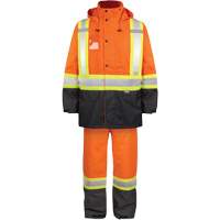 High-Visibility 150-Deniers Rain Suit, Polyester, Small, High Visibility Orange Duraquip Inc