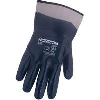 Horizon&reg; Navy Gloves with Pasted Cuffs, Medium, Nitrile Coating, Jersey/Cotton Shell Duraquip Inc