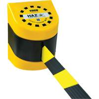 Syst&egrave;me de barri&egrave;re de s&eacute;curit&eacute; HAZLOK, Plastique, Fixation magn&eacute;tique, 30', Ruban Noir et jaune Duraquip Inc