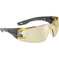 RUSH+ 2.0 M/L Safety Glasses with Black & Grey Frame, Amber Lens, Anti-Fog/Anti-Scratch, ANSI Z87+ Duraquip Inc