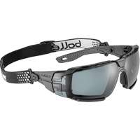RUSH+ 2.0 XP M/L Safety Glasses with Black & Grey Frame, Smoke Lens, Anti-Fog/Anti-Scratch, ANSI Z87+ Duraquip Inc