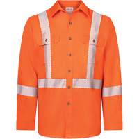 Avenger 7 oz Deluxe Segmented Striped High-Visibility Work Shirt, Style 652, Men's, Small, Orange Duraquip Inc
