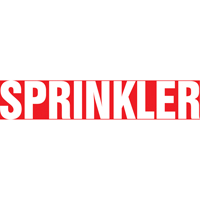 "Sprinkler" Pipe Marker, Self-Adhesive, 1" H x 8" W, White on Red Duraquip Inc