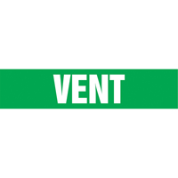 "Vent" Pipe Markers, Self-Adhesive, 4" H x 24" W, White on Green Duraquip Inc