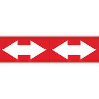 Dual Direction Arrow Pipe Markers, Self-Adhesive, 2-1/4" H x 7" W, White on Red SI728 | Duraquip Inc
