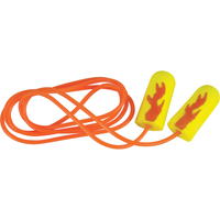 Bouchons d'oreilles éclat néon jaune E-A-Rsoft, Vrac - Sac en poly, Avec cordon SJ428 | Duraquip Inc