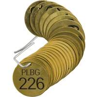 &eacute;tiquettes num&eacute;rot&eacute;es pour vannes PLPG, # 226-250, Laiton, 1,5" dia. Duraquip Inc