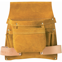 Tool Pouch, Nail & Screw Holder, Leather, 6 Pockets Duraquip Inc