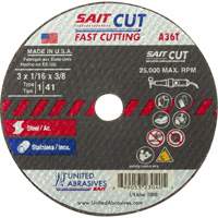 Cut-Off WHEEL (A36T), 13" x 1/16", 1/4" Arbor, Type 27, Aluminum Oxide, 25000 RPM Duraquip Inc
