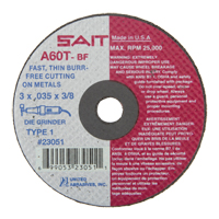 Cut-Off Wheel (A36T), 3" x 0.035", 3/8" Arbor, Type 1, Aluminum Oxide, 25000 RPM Duraquip Inc