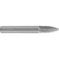 AllSteel Tapered Shape Carbide Burr, SG-5, 1/2" Dia., 1/4" Shank, 1" Depth of Cut Duraquip Inc