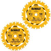 Circular Saw Blade Combo Pack, 6-1/2", 18/24 Teeth, Wood Use Duraquip Inc
