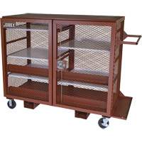 Mobile Mesh Cabinet, Steel, 49 Cubic Feet, Red Duraquip Inc