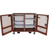 Mobile Mesh Cabinet, Steel, 49 Cubic Feet, Red Duraquip Inc
