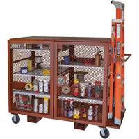 Mobile Mesh Cabinet, Steel, 49 Cubic Feet, Red Duraquip Inc
