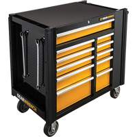 Powered Tool Cart, 11 Drawers, 42-1/2" W x 24-7/16" D x 41" H, Black/Orange Duraquip Inc
