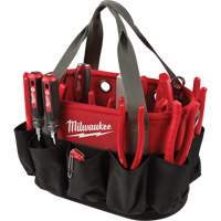 Utility Oval Bag, Ballistic Nylon, 24 Pockets, Black/Red Duraquip Inc