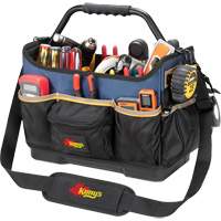 Boîte &agrave; outils ouverte &agrave; base moul&eacute;e, Polyester balistique, 17 pochettes, Noir/Bleu Duraquip Inc