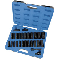 Jeu de douilles SAE/m&eacute;triques PS2712DC, 27 Mcx, Chocs, Prise de 1/2", Profond Duraquip Inc
