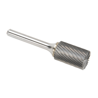 Solid Carbide Burrs - Cylinder Shape with End Cut, SB-6, 3/5" Dia., 1/4" Shank, 24.4 mm Depth of Cut Duraquip Inc