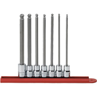 Jeu de douilles SAE &agrave; embout sph&eacute;rique long, Hexagonale, Prise 3/8", 7 mr Duraquip Inc