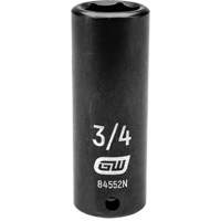 SAE Socket, Impact, 3/4", 1/2" Drive, 6 Points, Deep Duraquip Inc