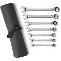 Jeu de cl&eacute;s &agrave; cliquets r&eacute;versibles SAE &agrave; 12 pans et 72 dents avec pochette &agrave; outils enroulable, Combinaison, 7 morceaux, Imp&eacute;rial Duraquip Inc