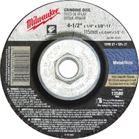 Grinding Wheel, 4-1/2" x 1/8", 5/8"-11 Arbor, Aluminum Oxide, Type 27 Duraquip Inc