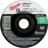 Grinding Wheel, 4-1/2" x 1/4", 7/8" Arbor, Silicon Carbide, Type 27 Duraquip Inc