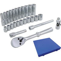 Socket & Attachment Set, 26 Pcs, 3/8" Drive Size, Deep Duraquip Inc