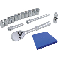 Socket & Attachment Set, 15 Pcs, 3/8" Drive Size Duraquip Inc