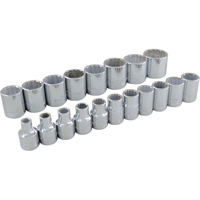 Socket Set, 19 Pcs, 3/8" Drive Size Duraquip Inc