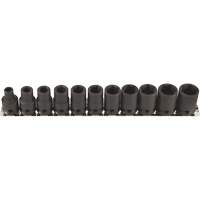 Jeu de douilles &agrave; paroi mince, 11 Mcx, Chocs, Prise de 3/8" Duraquip Inc