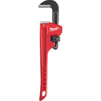 Pipe Wrench, 1-1/2" Jaw Capacity, 10" Long, Powder Coated Finish, Ergonomic Handle Duraquip Inc