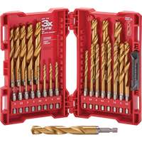 Jeu de forets m&eacute;triques Shockwave Red Helix, 25 morceaux, Titane Duraquip Inc
