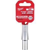 SAE Socket with Four Flat Sides, 11/32", 3/8" Drive, 6 Points, Deep Duraquip Inc