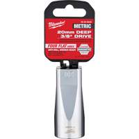 Metric Socket with Four Flat Sides, 20 mm, 3/8" Drive, 6 Points, Deep Duraquip Inc