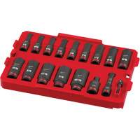 Shockwave Impact Duty Packout Socket Set, 17 Pcs, Impact, 3/8" Drive Size, Deep Duraquip Inc