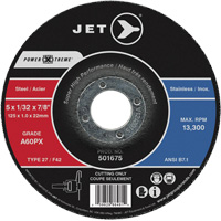 A60PX Power-Xtreme Cut-Off Wheel, 6" x 3/64", 7/8" Arbor, Type 27, 10200 RPM Duraquip Inc